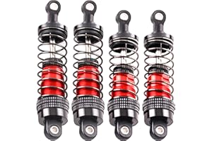 QLOI-LEUE Oil-Fill Shock Absorbers for 1/14 1/16 1/12 RC Cars, 75mm & 81mm Hydraulic Suspension Kit, DIY Refillable Dampers with Alloy Body, Compatible for MJX, HSP, WLtoys, SCY, FMS, Traxxas (Oil Not Included)