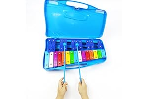 LOONELO Glockenspiel Xylophone with Blue Case,25 Metal Keys Xylophone with 2 Mallets for Musical Instrument Percussion,Musical Educational Tuned Glockenspiel for Adult,Beginners,Gifts