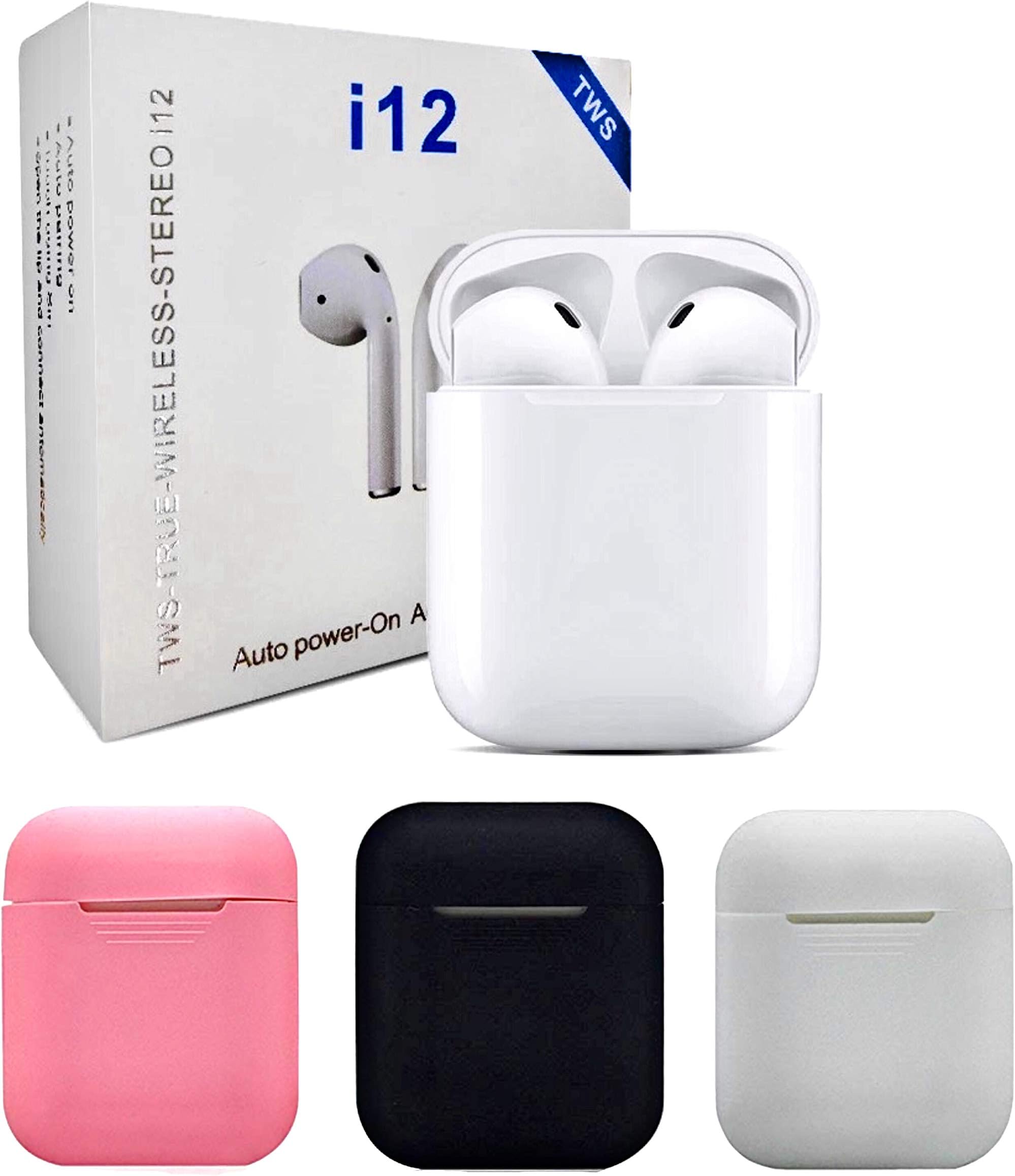 Wireless earplug Bluetooth 5.0 Headset pop-up with Microphone handsfree Touch Headset, White