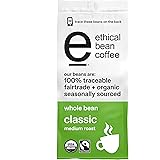 Ethical Bean Fairtrade Organic Coffee, Classic Medium Roast, Whole Bean Coffee (12 Oz Bag), Classic Medium Roast, 0.75 Lb