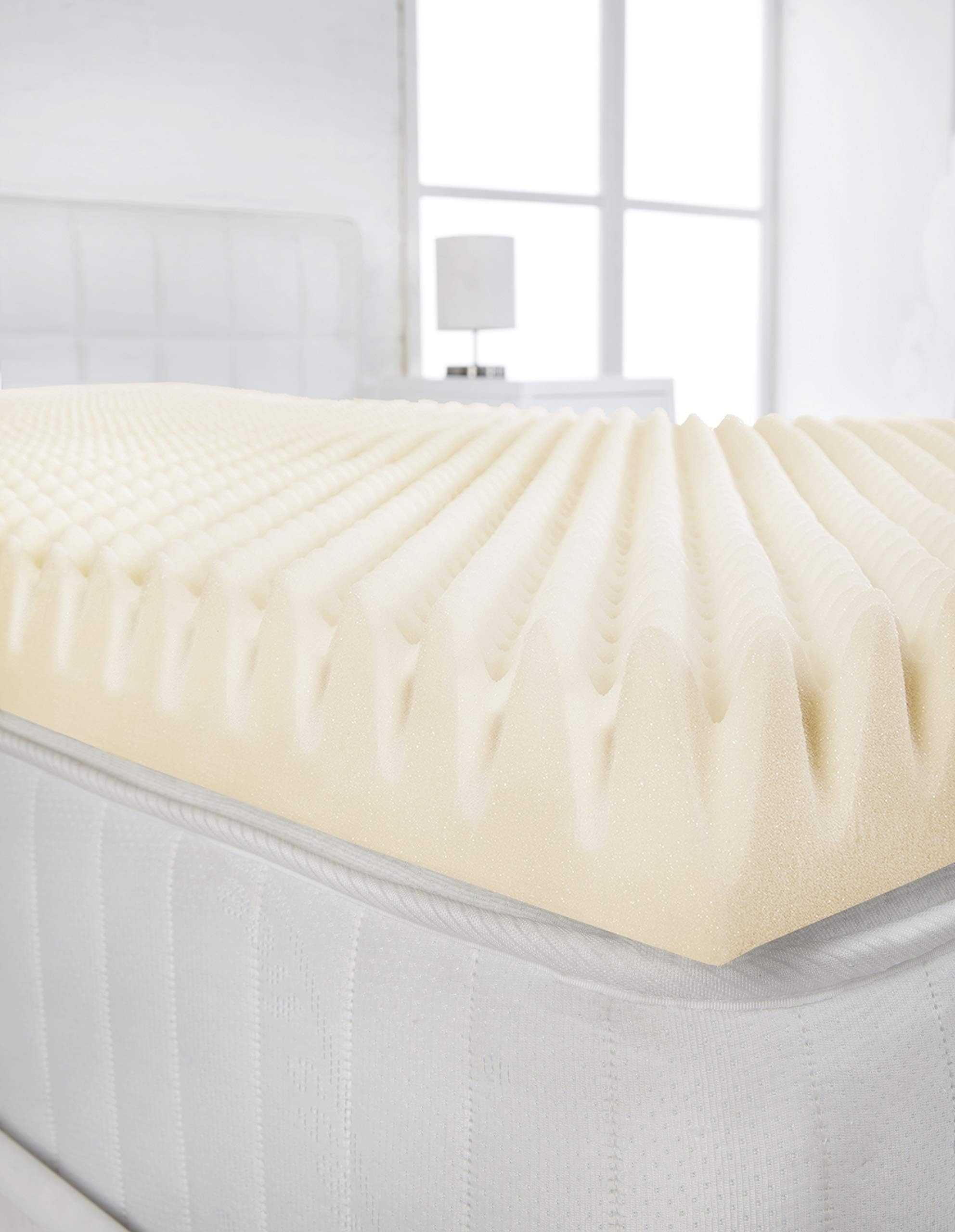Littens 1" (25mm) King Bed Size Visco Memory Foam Mattress Topper Profile, Egg Shell Crate Box, Orthopaedic, Support, Plain Relief (5ft, 152cm x 200cm)