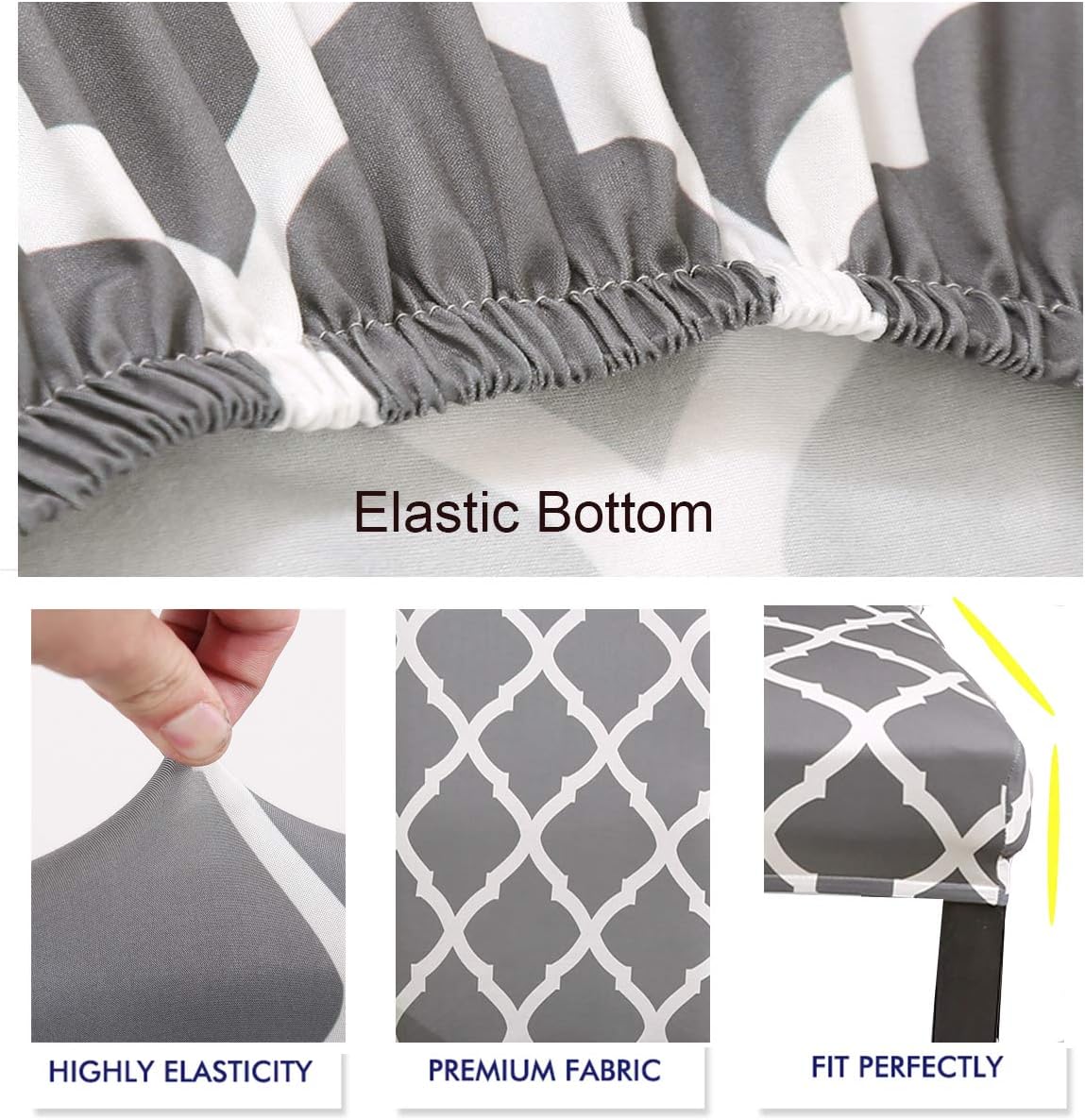 KELUINA Stretch XL Chair Covers for Dining Chairs 2/4/6 Pcs Chair Protective Slipcover,Elastic Chair Protector Seat Covers for Dining Room Wedding Banquet Party Decoration (Gray,4 Pack) - Image 3