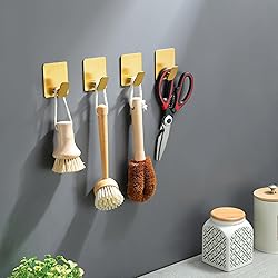 DELITON Adhesive Towel Hooks Gold - 4 Pack Towel