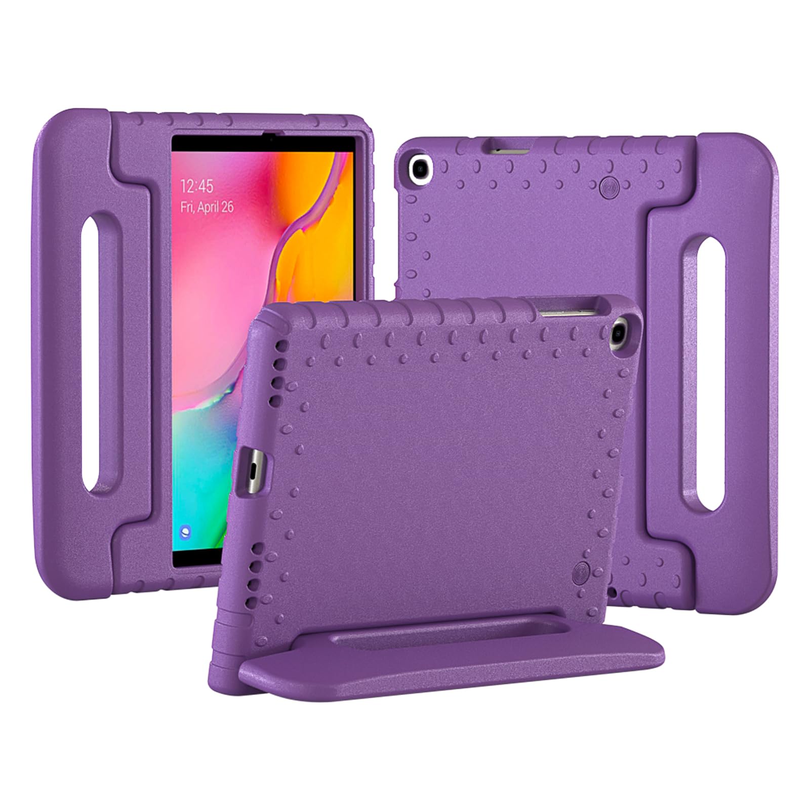 Photo 1 of Bolete Kids Case for Samsung Galaxy Tab A 10.1 2019 Release (Model:SM-T510/T515),Shockproof Soft EVA Adjustable Bracket Cover for Samsung Galaxy Tab A 10.1 Case, Purple
