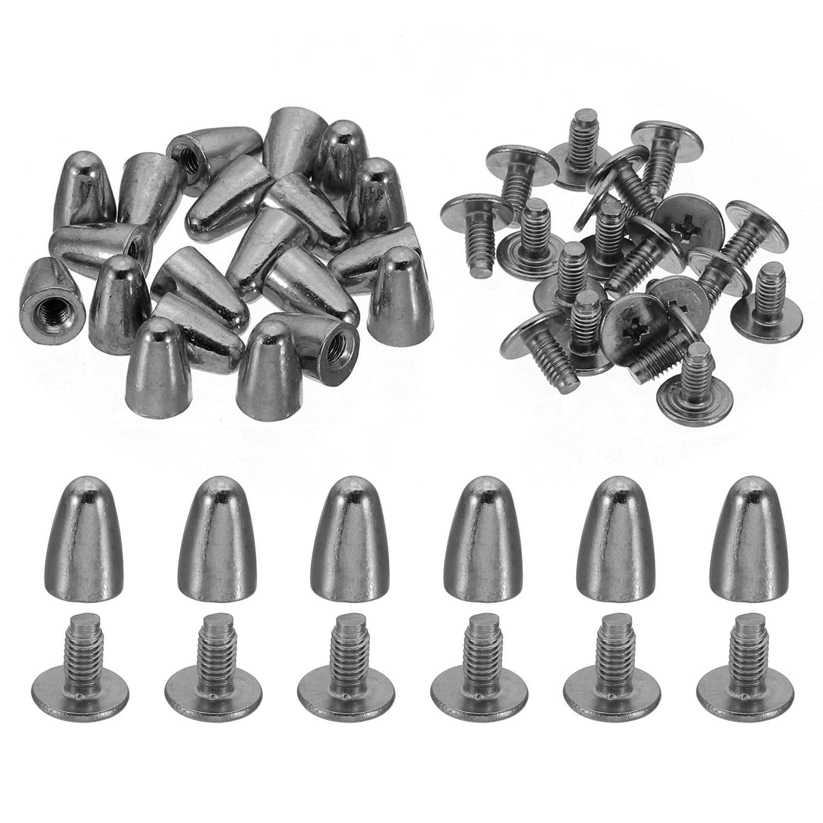 PATIKIL 9mm Studs for Clothing, 20 Sets Studs and Spikes Leather Rivets Cone Spikes Metal Screw Studs for Clothing Leather Crafts Fabric Shoes Punk Bag Leathercraft, 6.5x9mm, Black