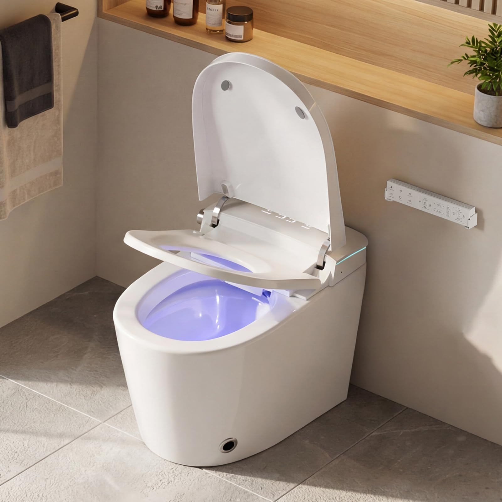 Photo 1 of **MAJOR DAMAGE**
Smart Toilet with Bidet, Foam Shield, UV-C Light, Blackout Flush, Dual Auto Flush, Heated Seat, Air Dryer, Modern Elongated Japanese One Piece Bidet for Bathrooms