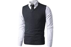 LTIFONE Sweater Vest for Men, Knited Business Slim Fit Mens V Neck Sweater, Big and Tall Pullover Sleeveless Sweaters