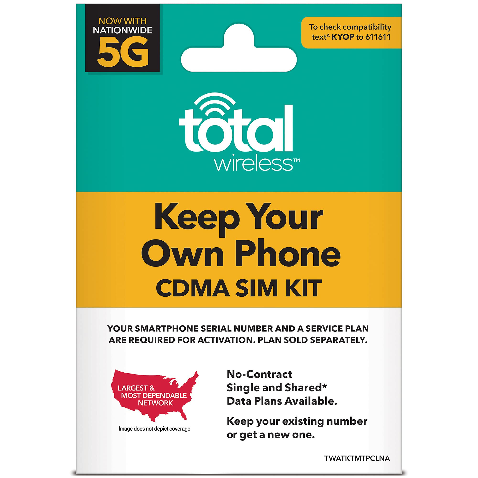 total wireless Prepaid Sim Card Kit (5G Verizon Compatible),Black