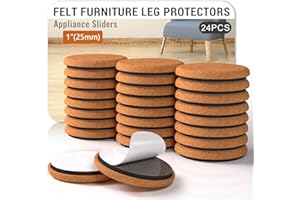 TOMHUA Chair Leg Floor Protectors for Hardwood Floors Stronger Felt and EVA Furniture Pads Prevent Floor from Scratches Reduce Noise Furniture Sliders for Hardwood Floors 24Pcs 1 Inch (25mm)