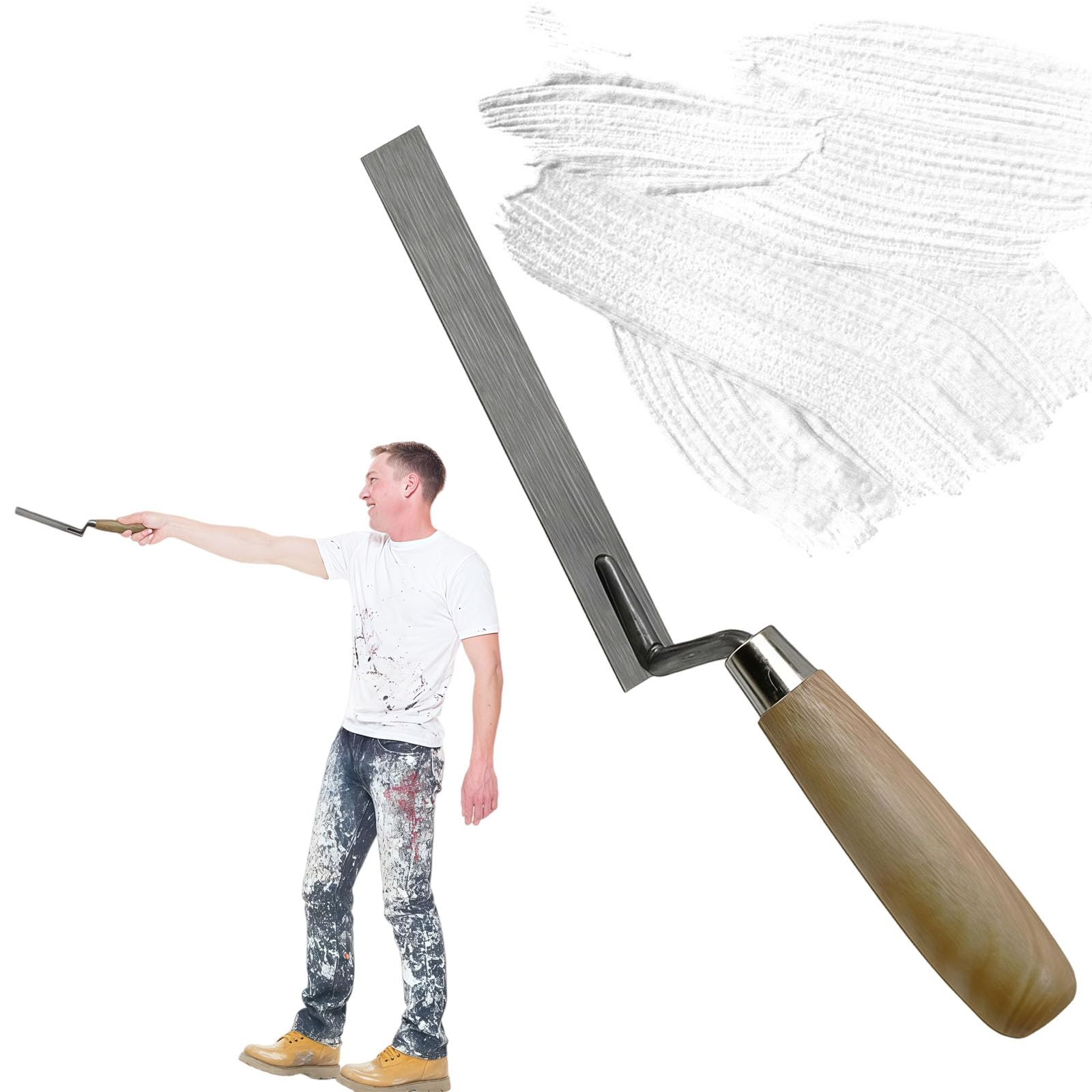 Pointing Trowels, Bricklaying Tools, Cement Trowel 2cm Finger Trowel, with Wooden Handle Brick Trowels Bricklayer Pointing Tools for Brickwork