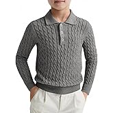 Haloumoning Boys Cable Knit Polo Shirt Kids Long Sleeve Sweater Fall Fashion Clothes 5-14 Years