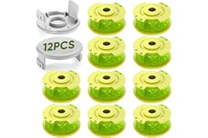 VOSOIR Weed Wacker String Replacement Compatible with Ryobi One Plus+AC80RL3, 11FT/0.080'' String Trimmer Refill Twisted Compatible with 18V, 24V, 40V Ryobi Cordless Trimmers (10 Trimmer Spools, 2 Covers)