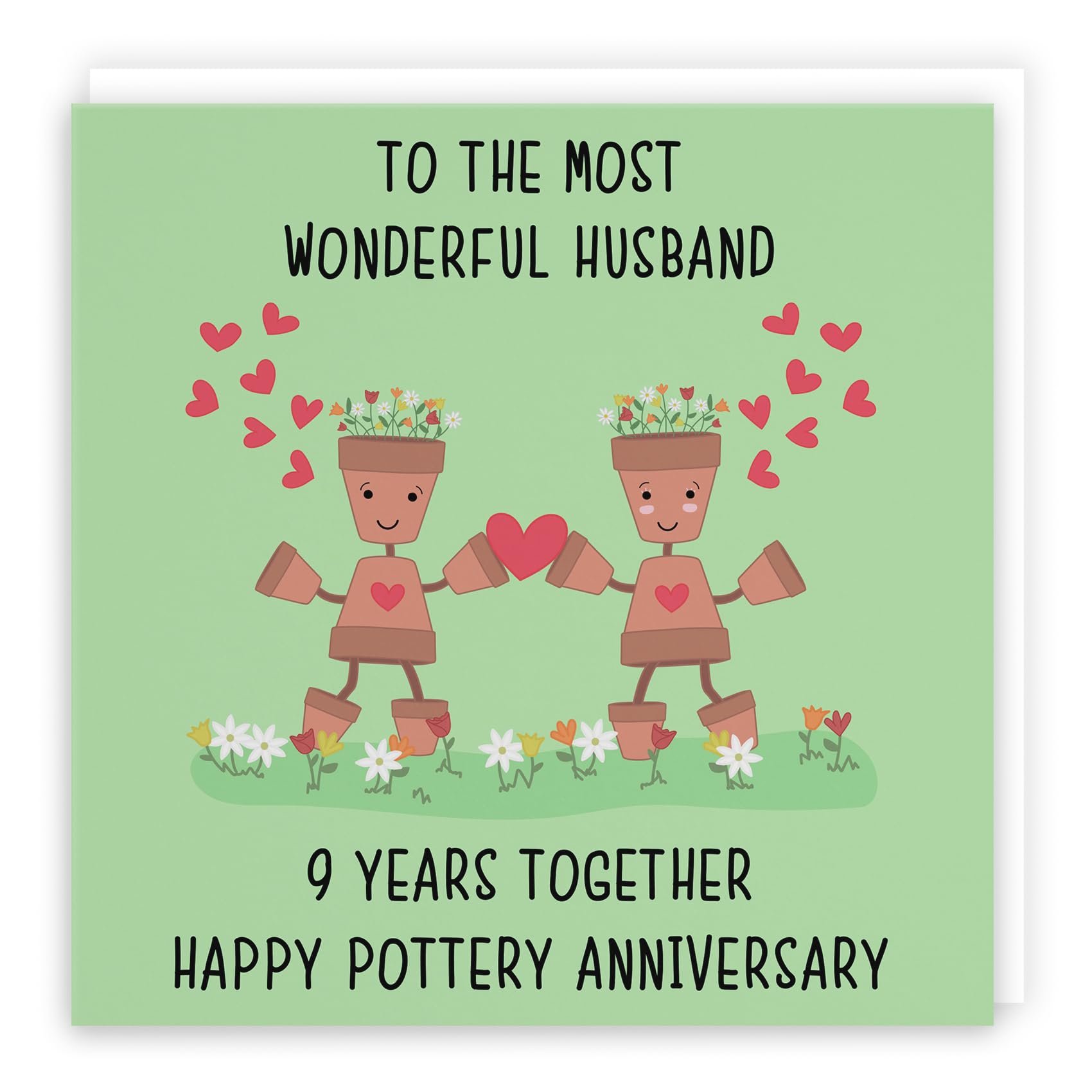 Hunts England - Husband 9th Anniversary Card - To The Most Wonderful Husband - 9 Years Together - Happy Pottery Anniversary - Iconic Collection — image 1