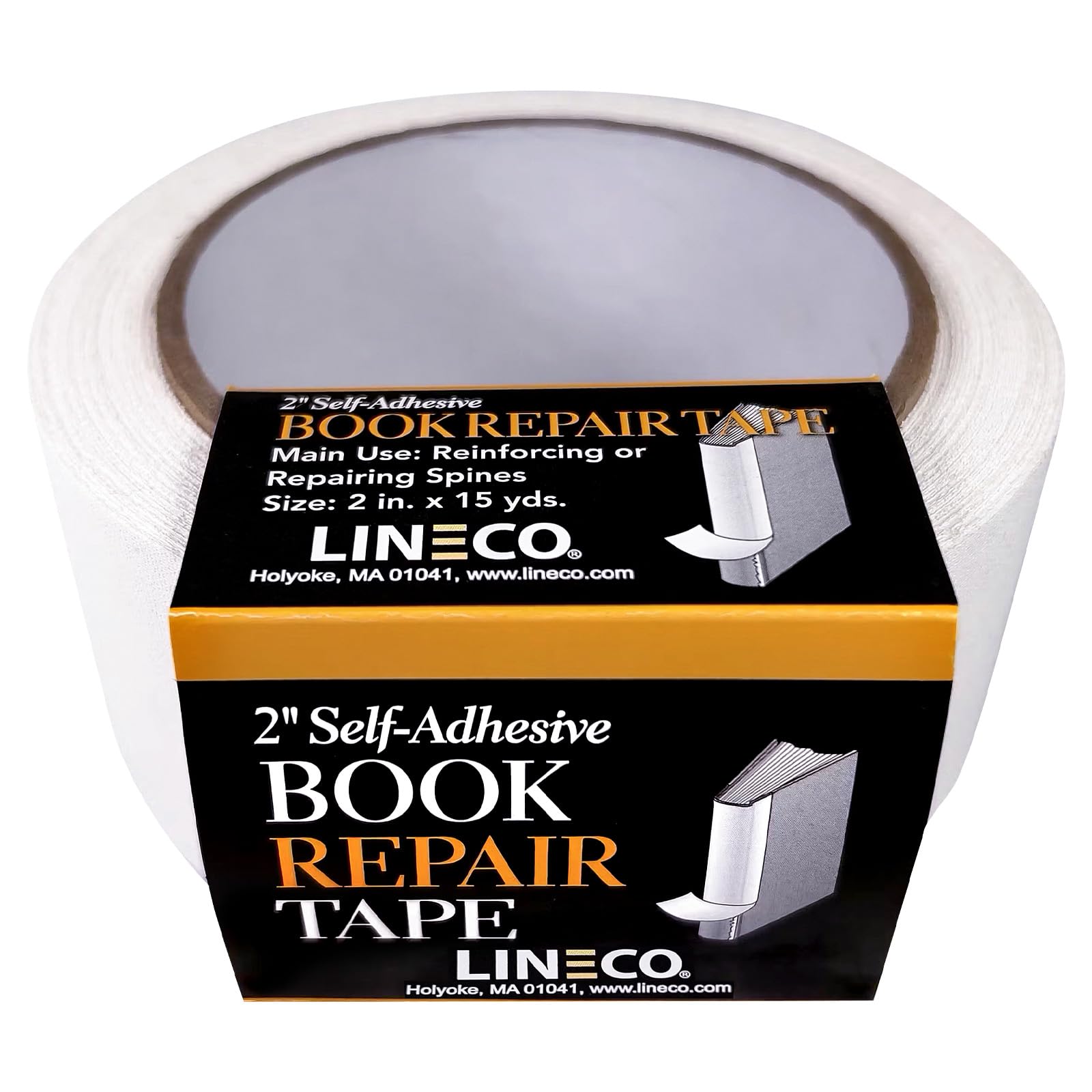 LINECO Self-Adhesive Book Repair Tape-White 2" x 15Yd, OSFA