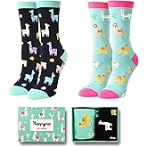 HAPPYPOP Animal Gift Ideas for Women - Funny Chicken Lady Llama Socks for Female