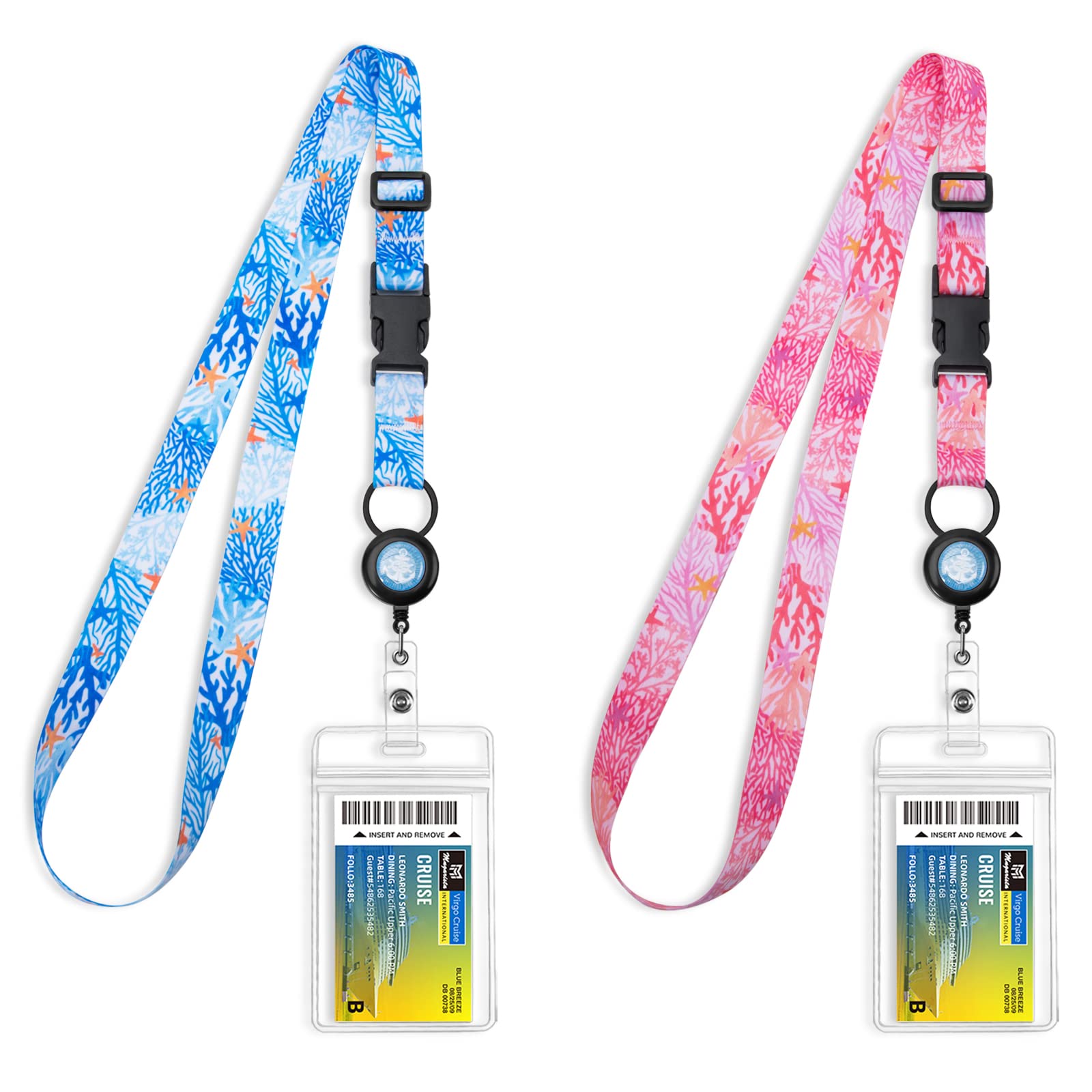 Photo 1 of MNGARISTA Retractable Cruise Lanyard for Ship Cards, Waterproof Lanyards for Cruise Ship Cards with ID Holder, 2 Pack, Seaweed
