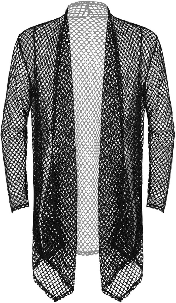 Long Sleeve Mesh Fishnet Cardigan Open 