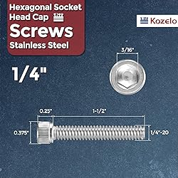 Kozelo 50pcs Socket Head Cap Screws - [1/4"-20 x