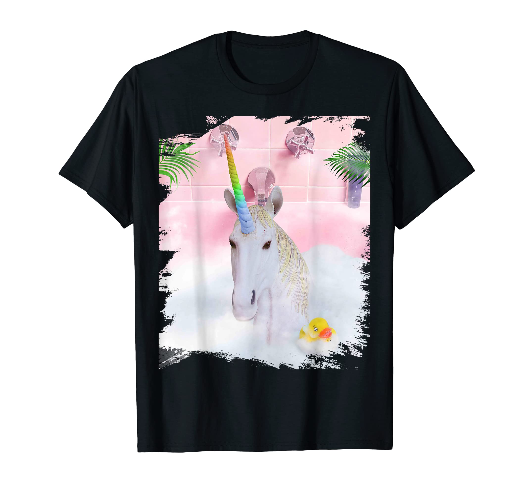 Cute Self-Care Bathing Rainbow Unicorn Palm Bath T-Shirt