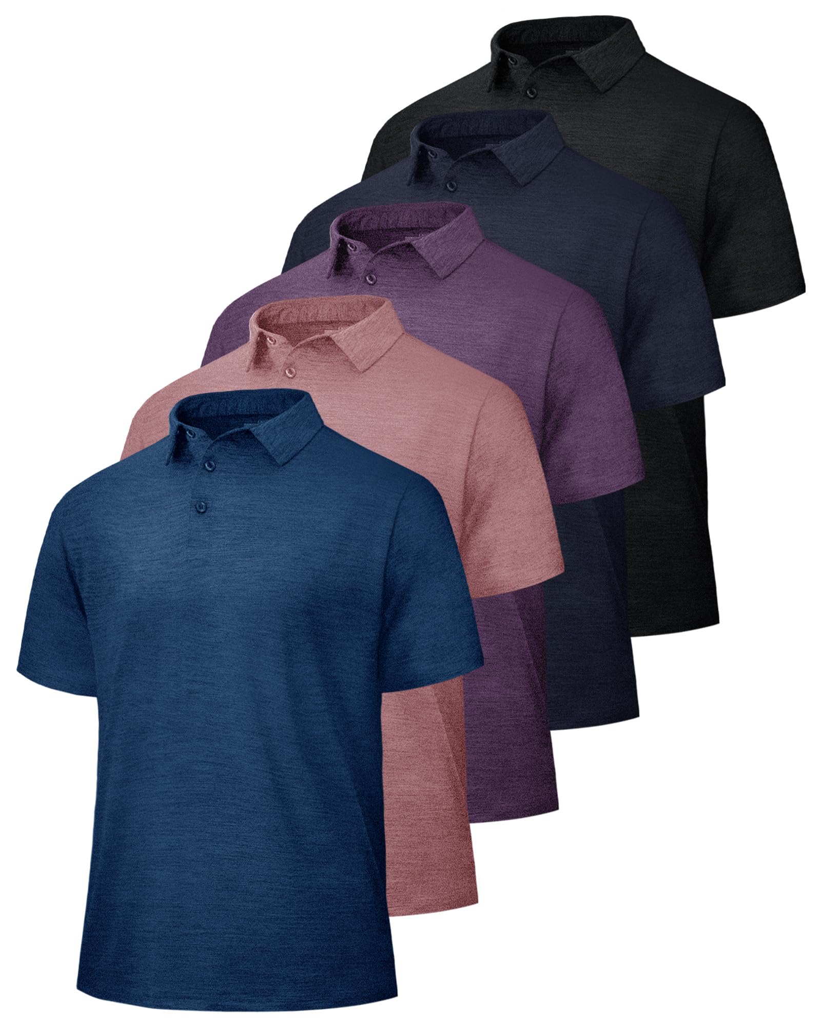 BOOJO 5 Pack Polo Shirts for Men - Quick Dry