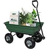 Garden Dump Cart Wagon Gardening Trolley Cart with Steel Frame and Pneumatic Tires