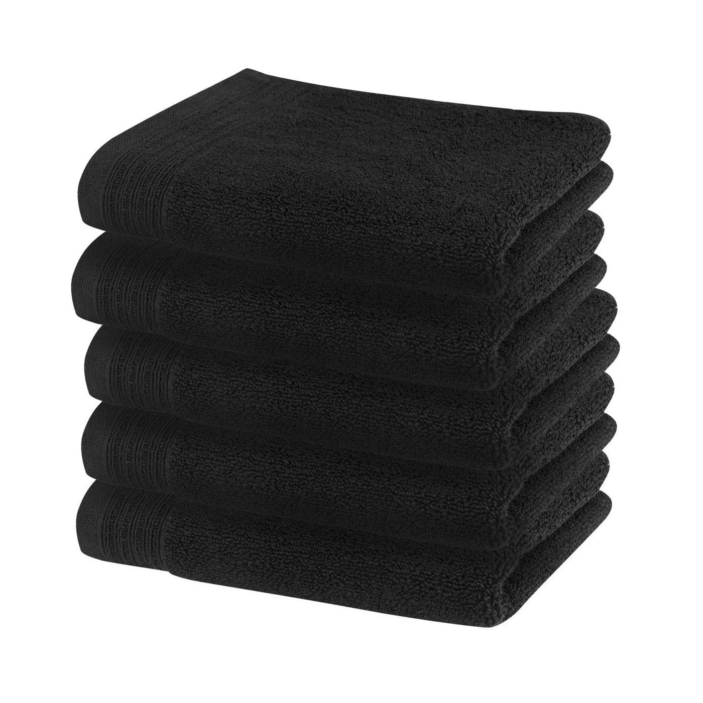 Chic HomeCotton Hand Towel 600 GSM (Pack of 5, Black)