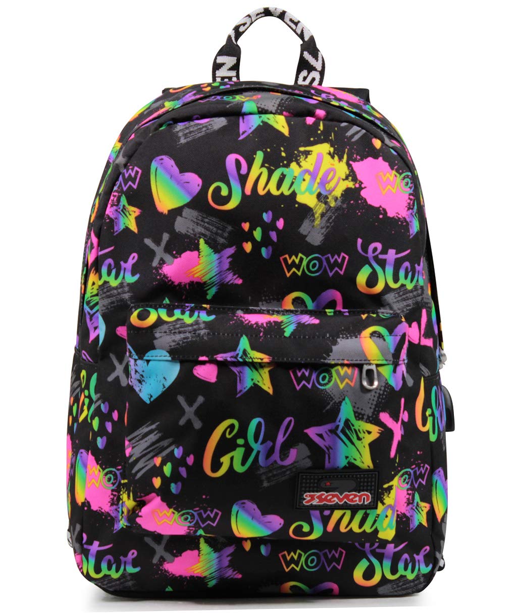 Seven Ischoolpack, Unisex Backpack - Children, Black, One Size