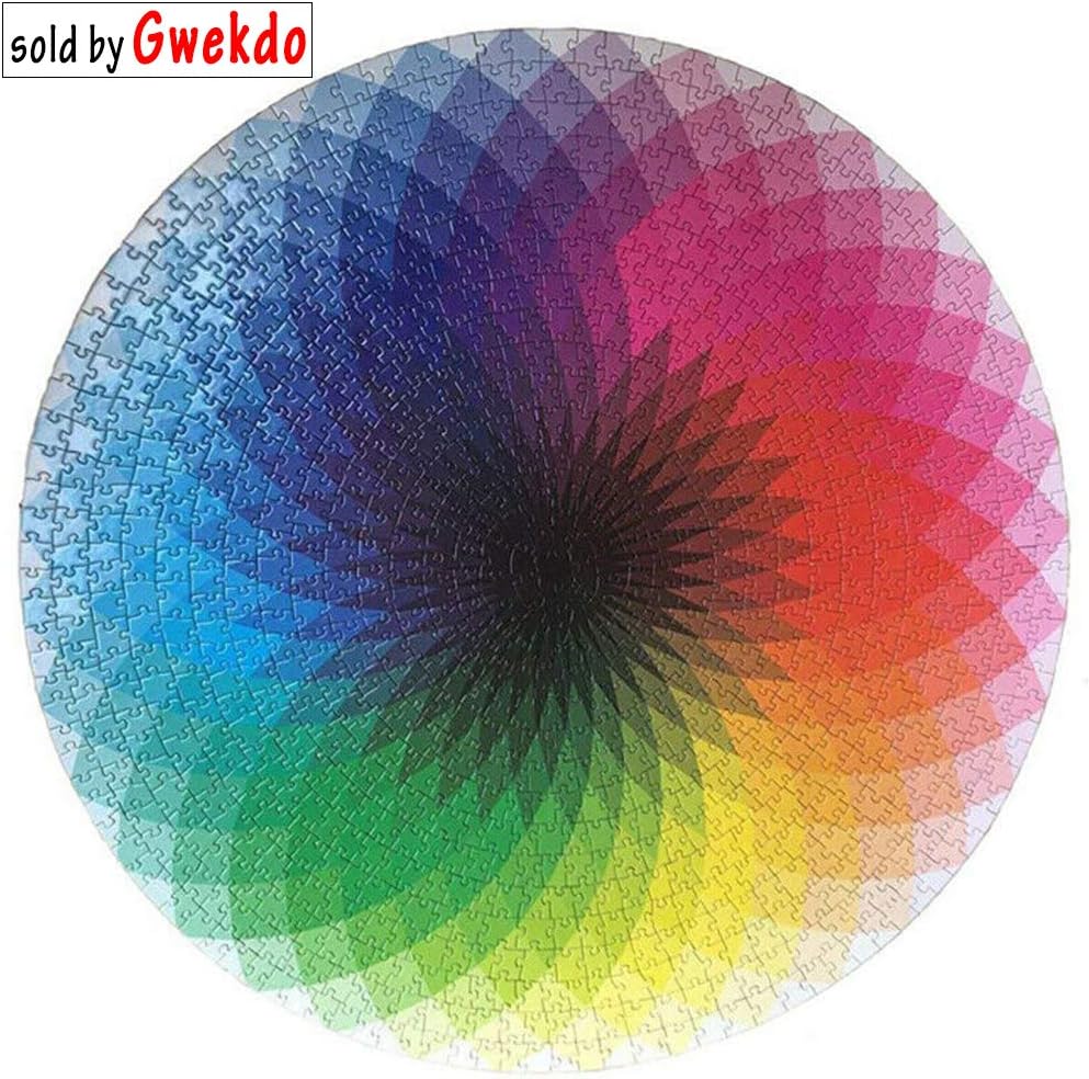 INZENYN Gradient Puzzle,1000 Piece Puzzles for Adults Teens,Large Round Jigsaw Puzzle Rainbow Difficult and Challenge,Decompression Puzzle Educational Game