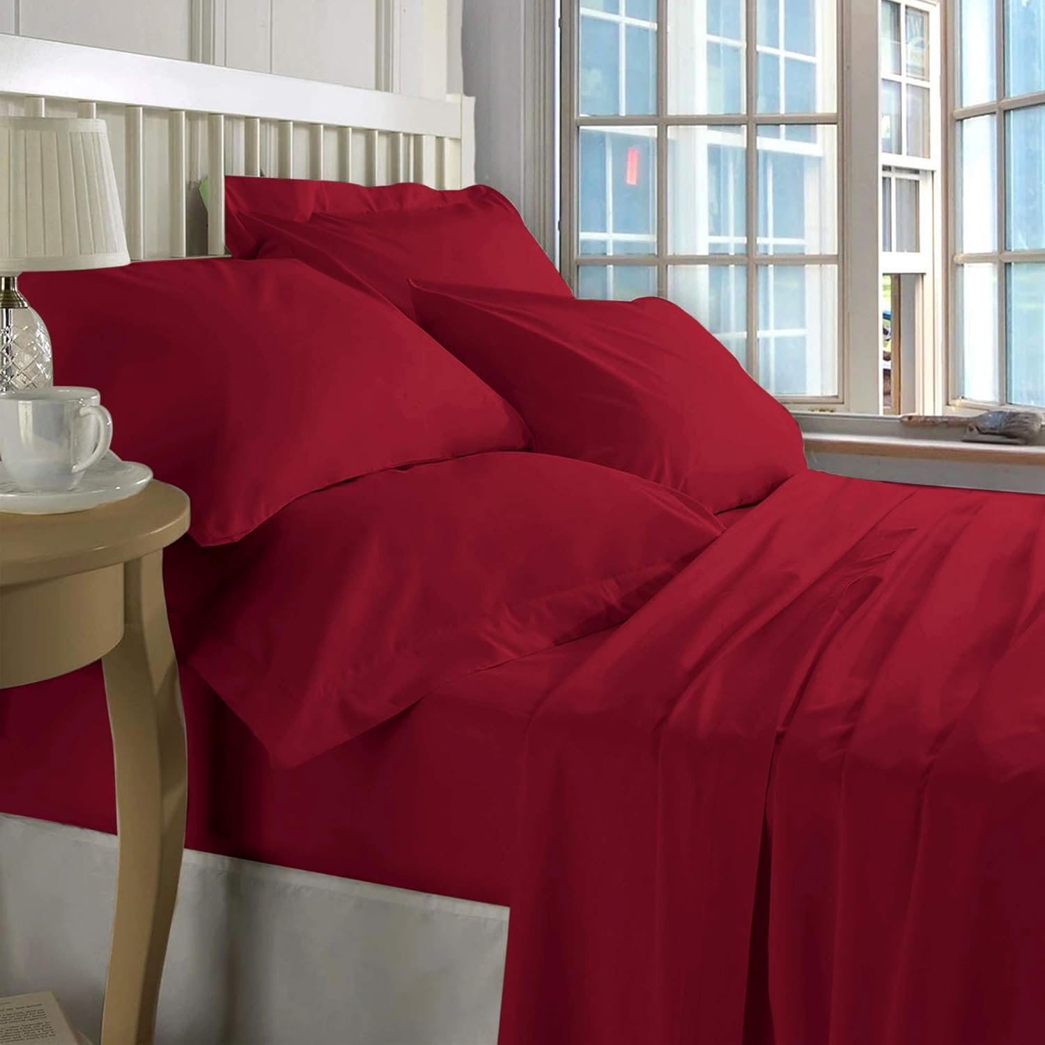 ZECOTT 100 Cotton Sheet Set QueenBurgundy Sheet Sets
