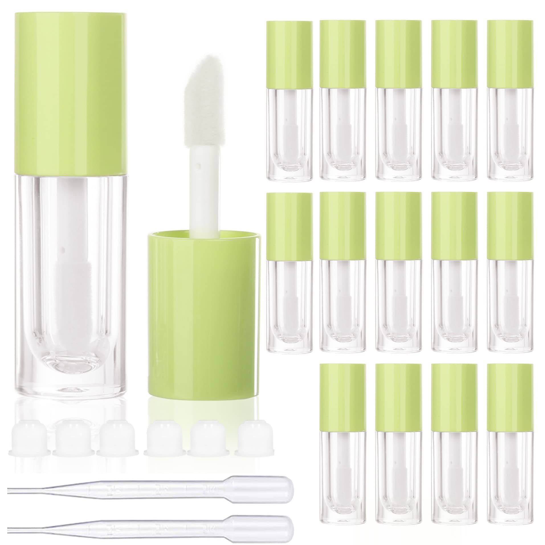 COSIDEA 14pcs Empty 6ml big brush lip gloss tubes for DIY lip gloss,Green lipgloss containers — image 1
