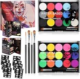 URAQT Face Paint Kit 15 Color + 15 Neon Fluorescent UV Paints 2 Brushes 80 view 9