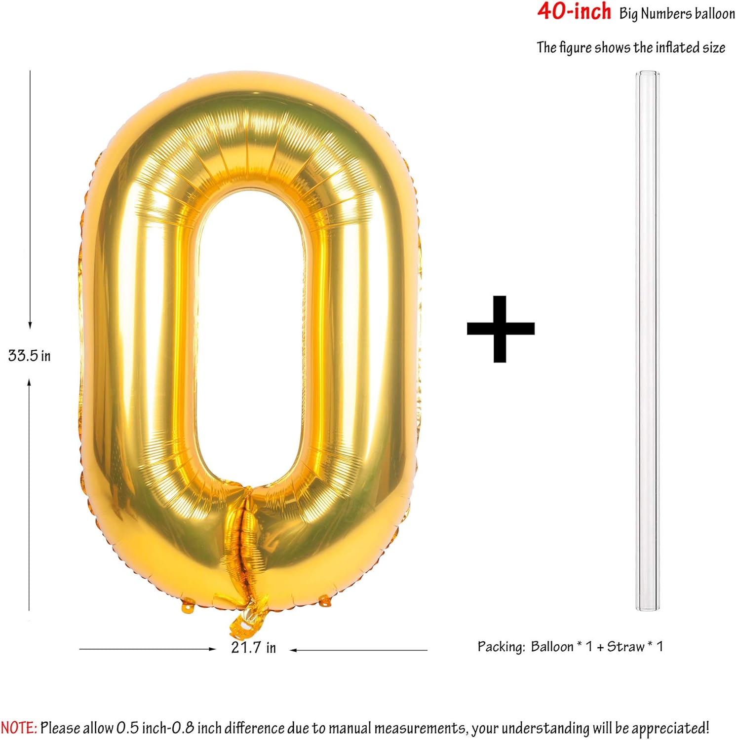 40 Inch Gold Digit Helium Foil Birthday Party Balloons (Gold 0): Toys & Games