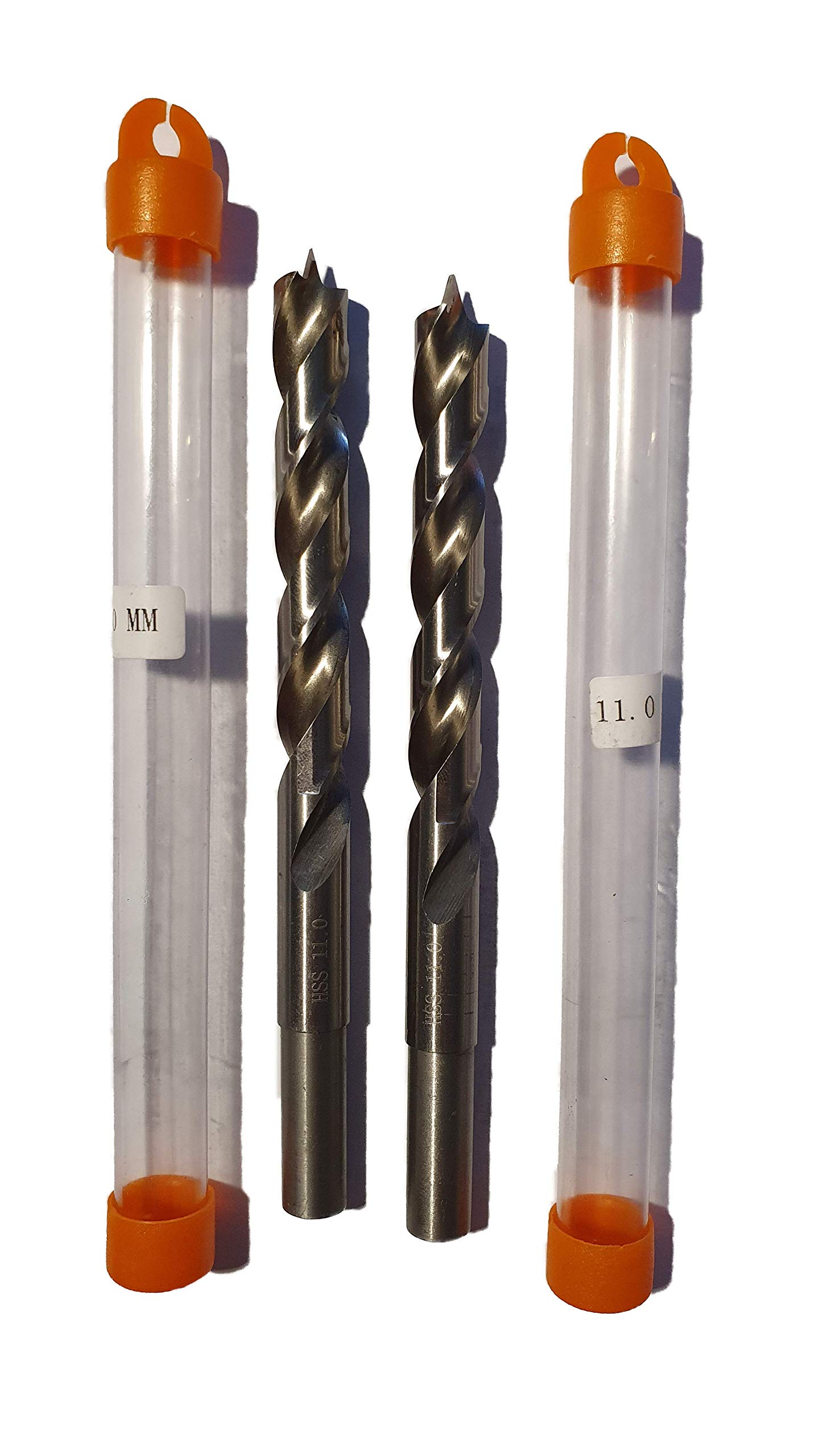 jjw-germany HSS-G Precision Wood Drill Bit Spiral Drill Diameter 11.0 mm with Centre Point Shank 10 mm Pack of 2