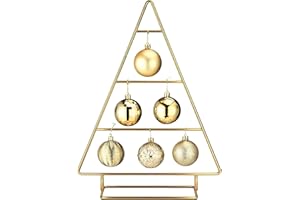 Cinnvoice 16 Inch Ornament Display Stand Metal Xmas Decorative Tabletop Ornament Christmas Tree Shaped Display Stand Holder Farmhouse Christmas Tree for Xmas Balls Decorations Hanging Gift(Gold)