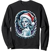 Christmas Sugar Skull Art Woman Santa Hat Festive Design Sweatshirt