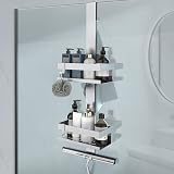 UUlioyer Hanging Shower Caddy SUS304 Stainless Steel Over Door Shelf Silver view 1