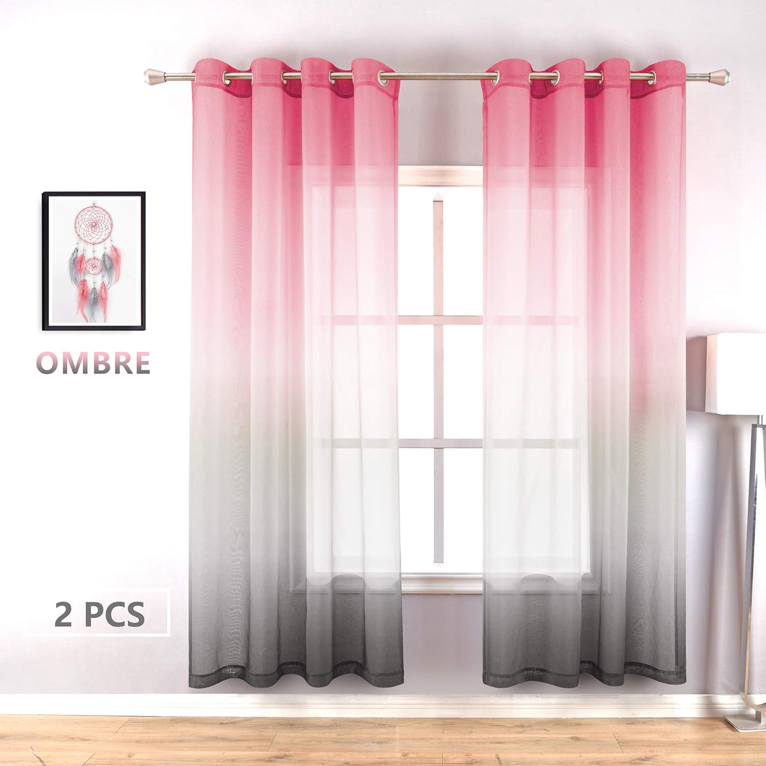 Amazon.com: KOUFALL Pink and Grey Curtains for Bedroom Decor Set of 2