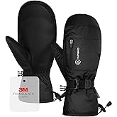 INPAKO Winter Ski Mittens Men Women, 3M Thinsulate Waterproof Mittens with Inside Glove Liners, Touchscreen Snowboarding Gloves, 5-Layer Thermal Warm Cold Weather Snow Gloves for Skiing, Snowboard