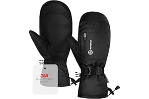 INPAKO Winter Ski Mittens Men Women, 3M Thinsulate Waterproof Mittens with Inside Glove Liners, Touchscreen Snowboarding Gloves, 5-Layer Thermal Warm Cold Weather Snow Gloves for Skiing, Snowboard