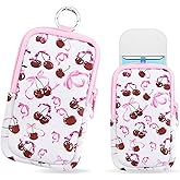 Hand Sanitizer Spray Case,Compatible with Popular Sanitizers,Zipper Pouch for Hand Sanitizer,Cute Fashion Accessories with Snap Hook for Glow Mist and Power Mist 1FL OZ,Suitable for Outdoor(Cherry)