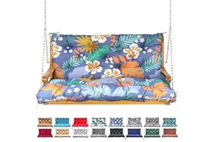 NANGELRN Porch Swing Cushion with Backrest,Waterproof Bench Cushion for Outdoor Furniture,2-3 Seater Replacement Thickened Swing Cushion with Ties,Patio,Outdoor,Backyard and Garden (Flower,40x40)