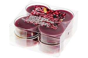 8 Pk Scented Tealights (Cranberry Delight) - Set of 2,Red