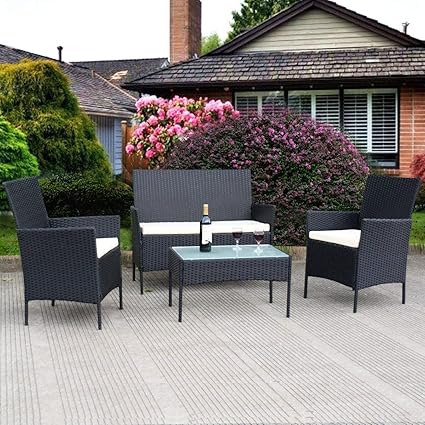 Amazon.com: Tangkula 80 pcs Wicker Furniture Set Outdoor Patio ...