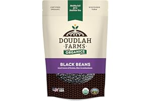Organic Dried Black Beans 1 lb, Unsalted, Low-Sodium, Non-GMO, Farmed From Regenerative Soil, Tested Clean Certified – Rich in Fiber & Protein – Perfect for Soups, Burritos, Salads & Chili by Doudlah Farms