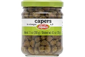 FRATELLI D'AMICO Capers, #9, Premium Quality Italian Capers in Brine, Jar, 7.05 oz (200g), Drained Wt. 4.2 oz (120 g) Product of Italy