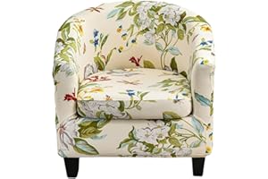 CRFATOP 2 Piece Club Chair Slipcover Printed Tub Chair Slipcover Armchair Covers Soft Printed Round Barrel Chair Covers Couch Covers with Elastic Bottom for Bar Counter Living Room,01