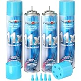 NEON Butane Refill, 11X Ultra-Refined Butane Fuel, 300ml Premium Lighter Fluid with Metal Nozzle &amp; 5 Butane Gas Refill Adapters for Refillable Jet Flame Lighters, Torches, and Culinary Use, 4 Cans