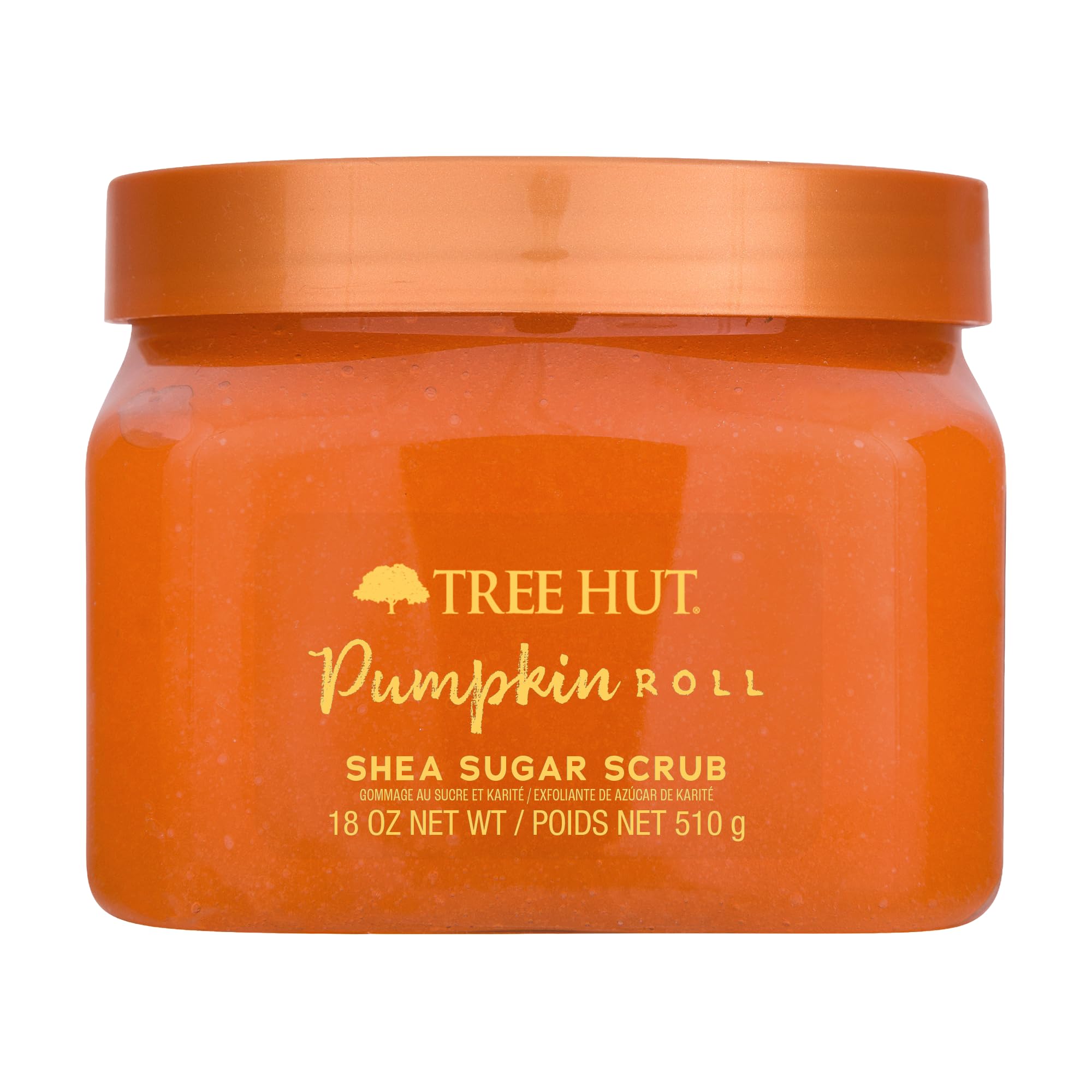 Tree Hut Pumpkin Roll 바디 스크럽, 가을 향 바디 케어, 532.3ml(18온스) | 시어 버터가 함유된 각질 제거 및 영양 설탕 스크럽, 모든 피부 타입용 바디 각질 제거제, 여성용 셀프 케어 선물