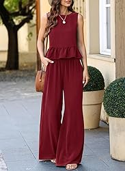 Dokotoo Pants Sets Women 2 Piece Outfits Sleeveless
