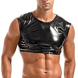 AMY COULEE Mens Metallic Crop Top Sexy Shiny Tank